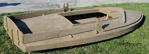 Green painted cedar duck boat with 15980a