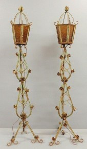 Large pair of wrought iron standing