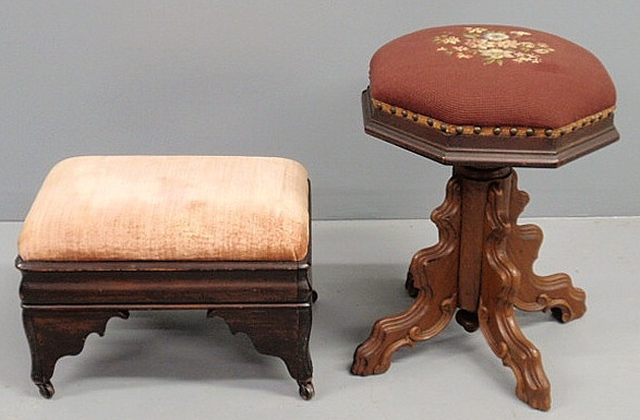 Victorian walnut piano stool with 159df9