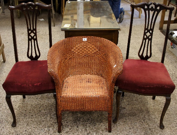 A Lloyd Loom Chair and a pair of 159e43