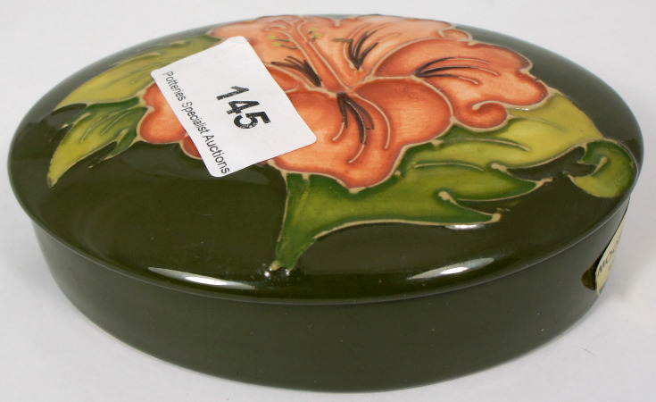 Moorcroft Hibiscus on Green covered 15a024