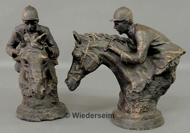 Pair of cast iron horse and rider 1589d0