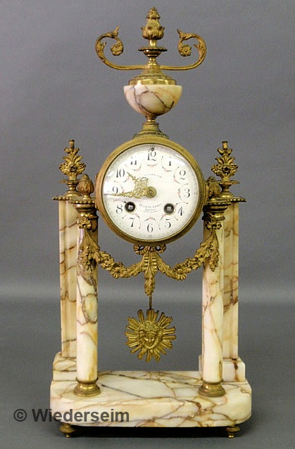 Ornate French marble column clock 1589d1