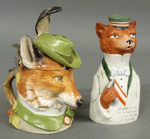 German porcelain fox head mug late 158f54