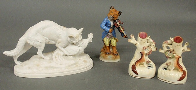 Parian ware figure of a fox with 158f6d