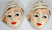Pair of Crown Devon Art Deco Wall Masks