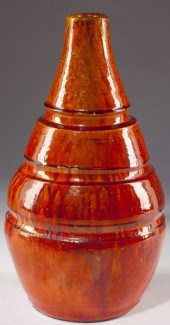 NC Pottery Chrome Red Vase att. J.B.