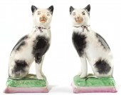 Pair of Staffordshire Seated Cats19th 15bc36