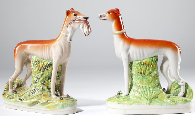 Pair of Large Staffordshire Whippetslate19th 15bc37