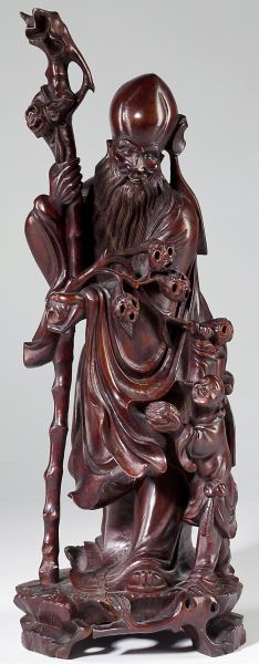 Chinese Rootwood Carving of Shou 15bcca