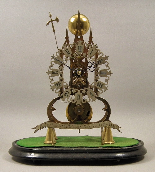 A brass framed Skeleton clock 15c197