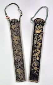 Two Chinese black silk covered 15c3d3