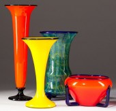 Four att. Michael Powolny Art Deco Vases(Austrian
