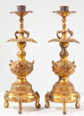 Pair of Chinese Qing Dynasty Candlesticks19th 15c589