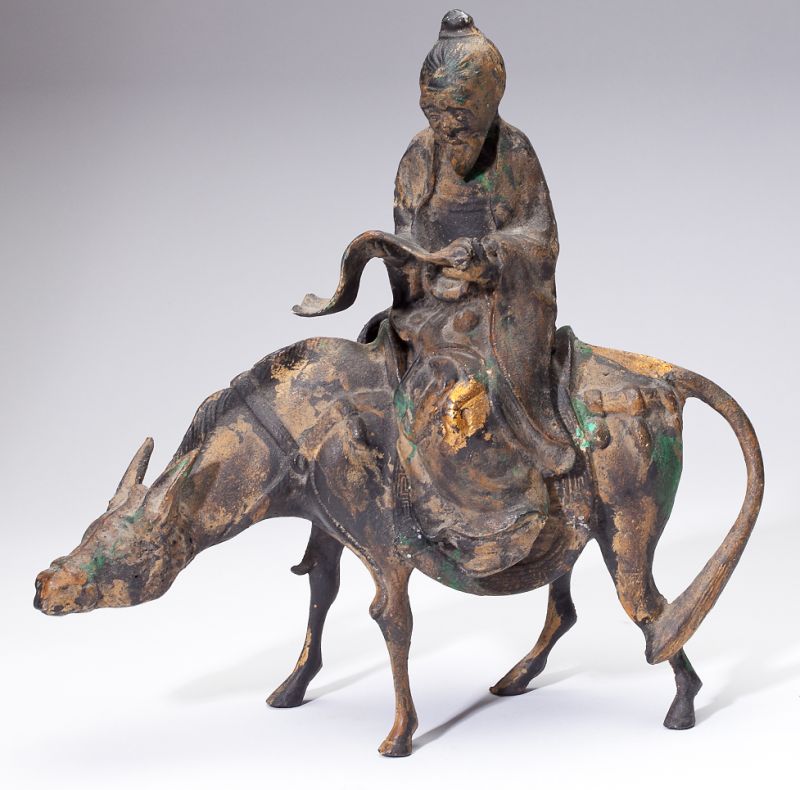 Chinese Figural Two-Part Bronze CenserQing