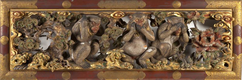 Japanese Carved Wood Three Monkeys 15ca19