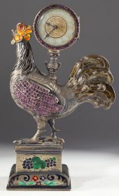 Jeweled and Enameled Silver Rooster