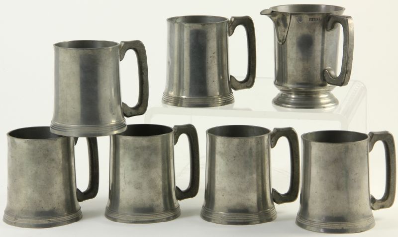 Six English Mugs and Pint Pitcherheavy 15cc19