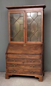 An oak bureau bookcase of Georgian design