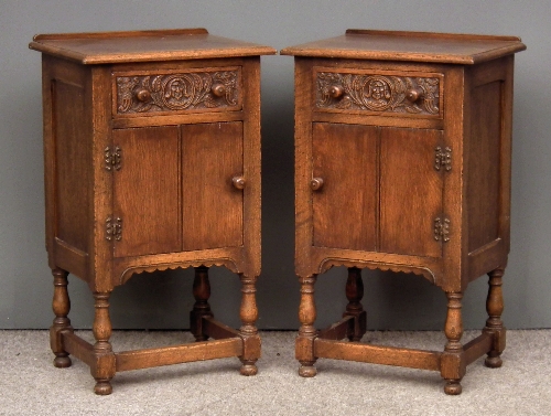A pair of oak bedside cabinets of ''17th