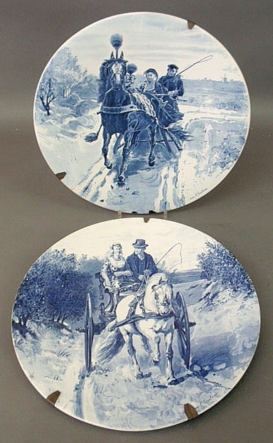 Pair of blue and white Delft chargers 15aee2