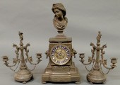 French spelter metal mantel clock late