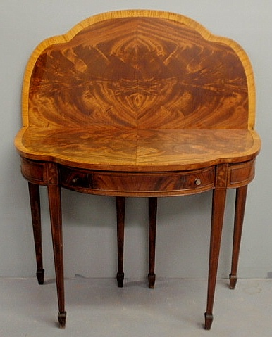 Hepplewhite style inlaid mahogany card table