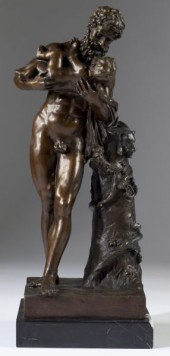 Bronze Silenus and the Young Bacchussigned