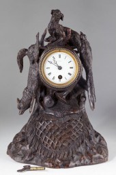 Black Forest Carved Mantel Clock19th