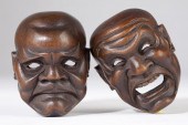 Two Japanese Carved Noh Masks19th 15b6d9