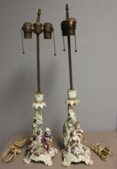 Pair of Meissen Figural Lamps.From a