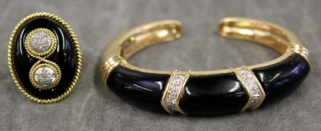 18kt Gold Onyx and Diamond Bracelet 15e502