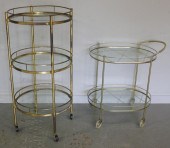 Midcentury 3 Tier Brass and Glass Rolling
