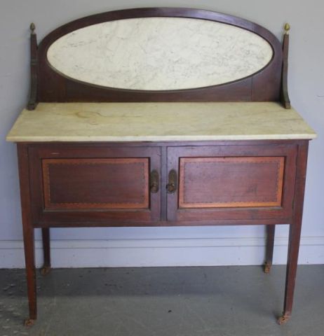 Edwardian Inlaid Marble Top Server 15eb8d