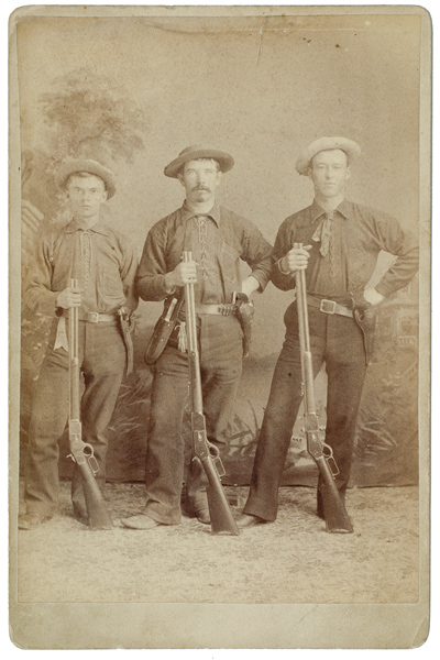 Cabinet Card Photograph of Three Armed Civilians