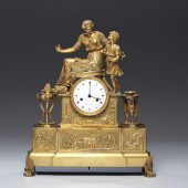 French Bronze Ormolu Figural Clock French