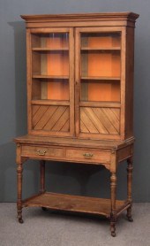 A late Victorian ash Secretaire bookcase