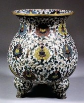 A Chinese bronze and cloisonne enamel