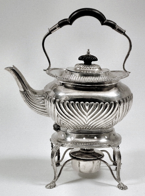 A Victorian silver tea kettle and