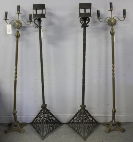 Pair of French Wrought Iron Torchiere 15db75