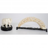 Chinese Ivory and Bone Bridge and Elephant