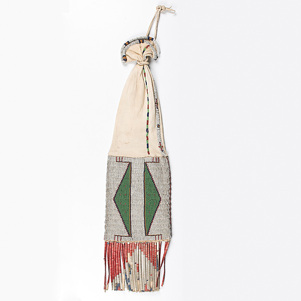 Sioux Beaded Hide Tobacco Bag thread and