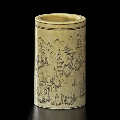 Small Ivory Brush Pot Chinese 19th 15de02