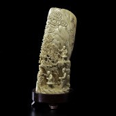 Chinese Carved Ivory Tusk Chinese early