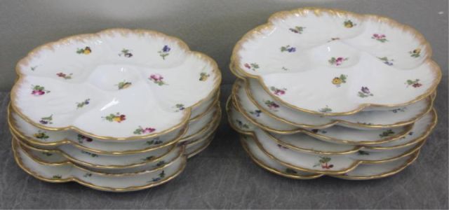 Set of 11 Limoges Oyster Plates.Hand