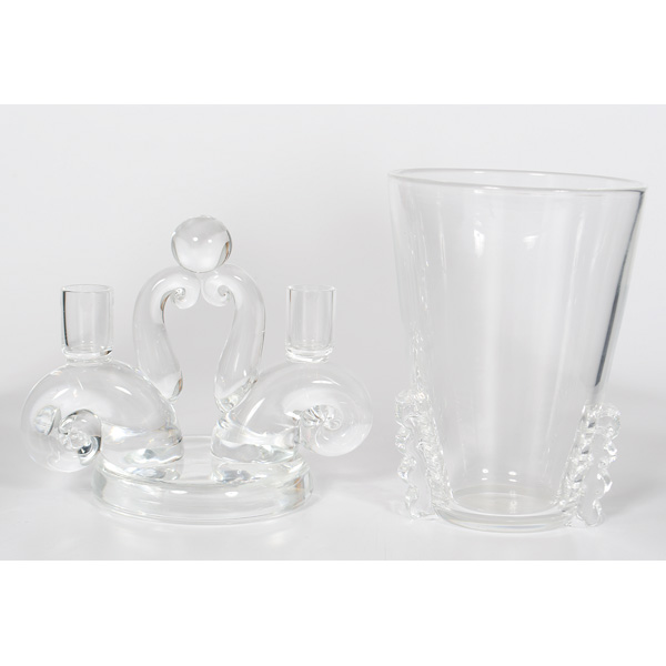 Steuben Crystal Vase and Candleholder 160c4b