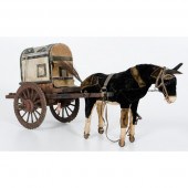 Folk Art Donkey and Cart Early 20th