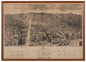Rare Birds-Eye View of Cincinnati 1886