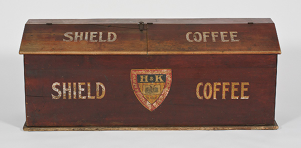 Coffee Bin with Shield Advertising American
