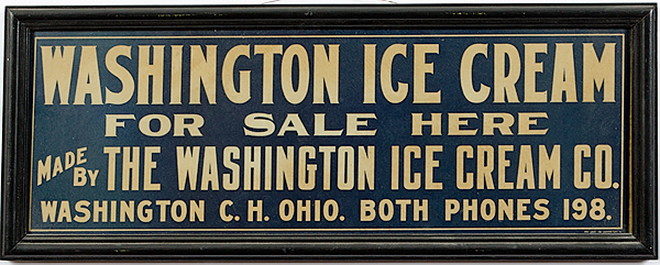 Washington C. T. Ohio Ice Cream Advertising